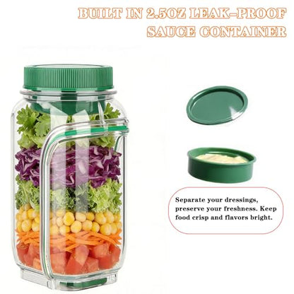 Salad Jar with Side Opening - Leakproof Salad Container & Pod, Mason Jar with Dressing Cup, Portable Lunch Container for Meal Prep, Dishwasher & Freezer Safe, for Office, Gym (Light Blue) - color: Light Blue