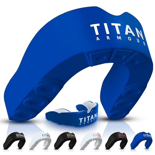 Mouth Guard Boxing, Dual-Layer Boil & Bite Mouthguard, Adult | Premium Dual-Layer | Case Included | Adult & Youth Custom-Fit Mouthpiece | Football, MMA, Hockey, Lacrosse, BJJ, Basketball - color: Blue, size: Adult Age 11+
