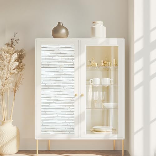 rabbitgoo Window Privacy Film, Frosted Glass Window Film, 23.6" x 118.1" - color: Striped, size: 23.6" x 118.1"