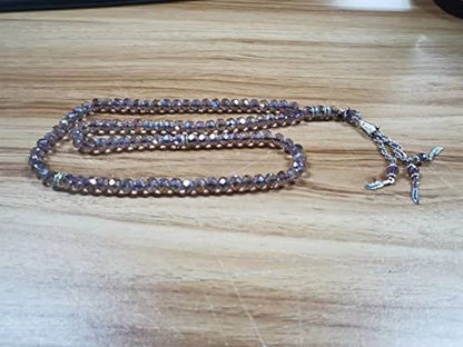 2Pcs Muslim Prayer Beads Coloured Glaze 99 Beads Mihrab Separators Count Exquisite Design Tasbih Prayer Beads 0.31in (Silver Gray)