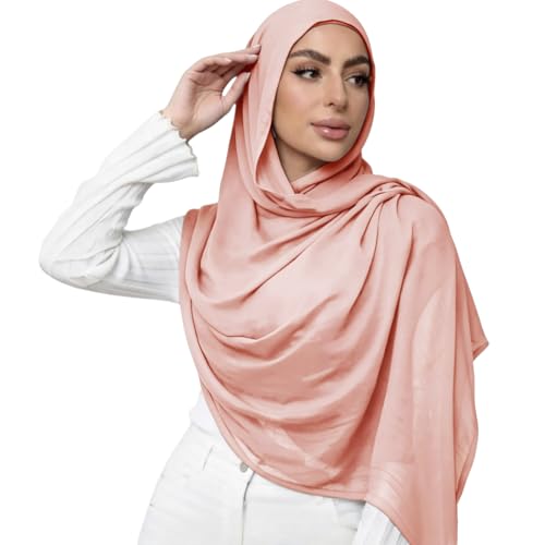 Viscose Hijab Scarf for Women Muslim Cotton Jersey Hijab Fashion Long Scarf Shawls - color: Pink