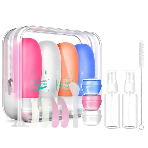 17 Pack Travel Bottles, TSA Carry On Containers, 3oz Leak Proof Travel Accessories Toiletries,Travel Shampoo And Conditioner Bottles, Travel Essentials, Squeezable Silicone Lotion Liquids Tubes - color: blue-17 Pack