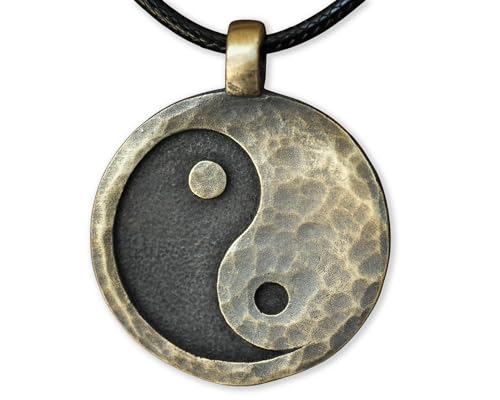 Baldur Jewelry Viking Wolf Yin Yang Necklace, Brass Norse Pendant - color: Yin Yang Necklace - Brass