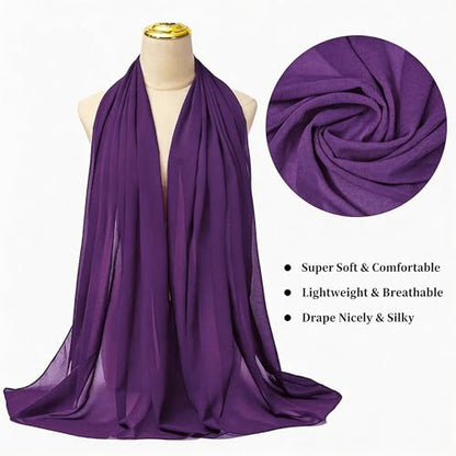 Chiffon Shawls and Wraps - Lightweight Scarve for Women Evening Dresses Wedding Bridal Formal Party - color: Purple