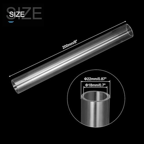 MECCANIXITY Clear Storage Tube 18x22mm Small Plastic Round Tubing with Caps Rigid Bottle Container 200mm/8 Inch for Item Stored - size: 18x22x200mm