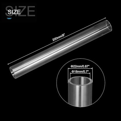 MECCANIXITY Clear Storage Tube 18x22mm Small Plastic Round Tubing with Caps Rigid Bottle Container 200mm/8 Inch for Item Stored - size: 18x22x200mm