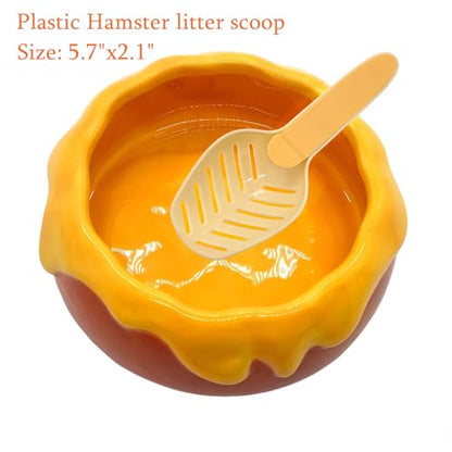 M2cbridge Ceramic Pudding Hamster Food Bowl Feeding Dish Water Bow for Guinea Pig Hedgehog Small Animal(Orange) - color: Orange