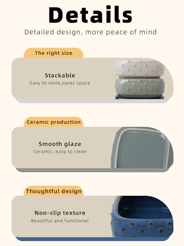 2-Pcs Ceramic Reptile Food Bowl, Mini Reptile Feeder (Farmhouse Blue) | Stable Base Design, Smooth Surface for Easy Cleaning, Safe Feeding Solution, Compact Habitat Accessory, Everyday Use - color: Farmhouse Blue