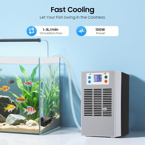 Aquarium Chiller Water Chiller, 30L/7.93GAL Aquarium Cooler 100W, Chiller Constant Temperature Cooling System for Fish Tank,Jellyfish,Coral