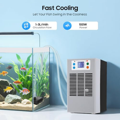 Aquarium Chiller Water Chiller, 30L/7.93GAL Aquarium Cooler 100W, Chiller Constant Temperature Cooling System for Fish Tank,Jellyfish,Coral