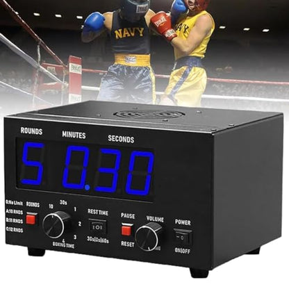 CHEFFS Professional Gym Timer with LED Display, Selectable Training Time and Cycle Repetitions, Adjustable Sound Gym Interval Timer for Muay Thai/MMA/Kickboxing(Blue)