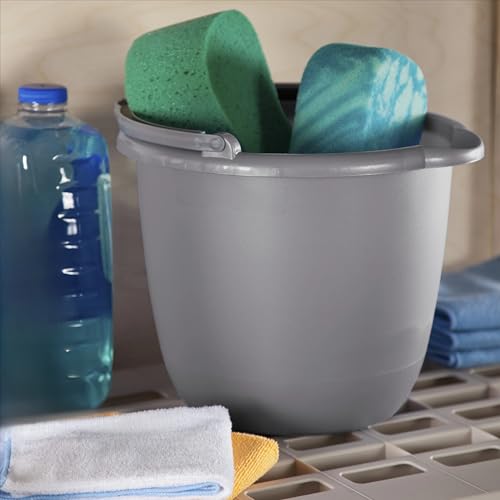 10 Qt. Spout Pail Classic Titanium, Gray Plastic Bucket with Pour Spout & Comfort Grip Handle, Ideal for Household Cleaning, Mopping, Washing Cars and Gardening