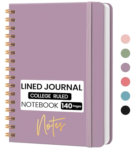 CICPAP Lined Spiral Journal Notebook, A5 College Ruled Notebook for Journaling, Note-Taking, and Daily Planning, Durable Hardcover with an Elegant Design, Purple - color: Bloom