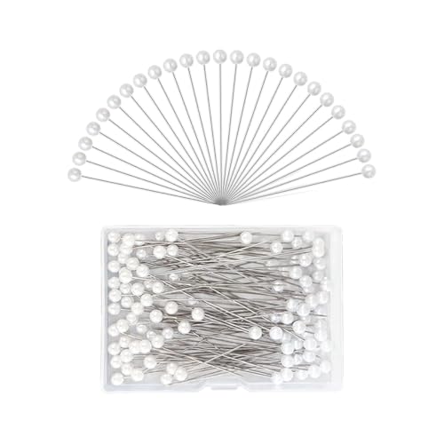 100 PCS Straight Pins with Faux Pearl Heads, White Straight Bouquet Pins