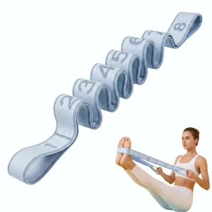 Resistance Bands for Legs: 8-Section Stretching Strap Yoga Strap with Loops | Stretch Bands for Exercise, Elastic Band Stretch Strap for Glutes Physical Therapy, Dance Flexibility Home Pilates Equipment - color: Blue