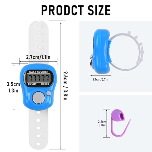 2 Pcs Tally Counters with 50 Pcs Stitch Markers, Resettable LCD Digital Finger Counter,Durable Smooth & Burr-Free Stitch Markers,for Crochet, Knitting, Weaving, Counting Tasks, Score, Coaching