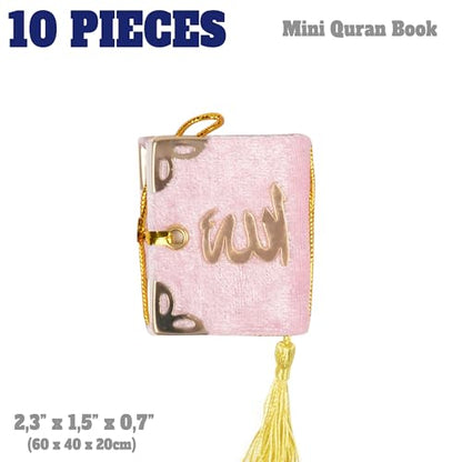 Set of 10 Quran Book for Muslim Favors Quran Book Arabic Hajj Favors Car Hanging Quran Islamic Gift (Pink) - color: Pink