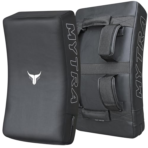 Mytra Fusion Kick Shield Curved MMA Strike Shield Muay Thai Training Strike pad Kicking Striking Shield Focus for Kickboxing Taekwondo & Martial Arts x 1 Single Unit