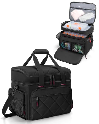 Smasrob Fishing Tackle Bag, Fish Bag (Tackle Boxes Not Included), Black | Large Lure Boxes Pocket , Extra Top Tackle Trays Pocket, for Saltwater and Freshwater - color: Black