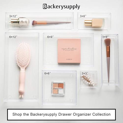 Clear Plastic Drawer Organizer Tray for Vanity Cabinet (Set of 10),Storage Tray for Makeup, Kitchen Utensils, Jewelries, and Gadgets