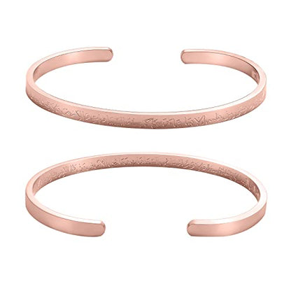 Qitian Islamic Jewelry Gifts for Women Allah Gold Bangles Bracelets Ayatul Kursi Arabic Cuff Bracelet for Women Men Islam Eid Ramadan New Year Gifts - color: I-Rose -Thin