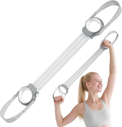 Figure 8 Fitness Resistance Bands with Handles, 20-60lb Adjustable Elastic Excercise Band, Non-Slip Fabric Silicone Bands for Strength Stretch Flexibility Training Arms Back Shoulder Chest Legs - color: Gray
