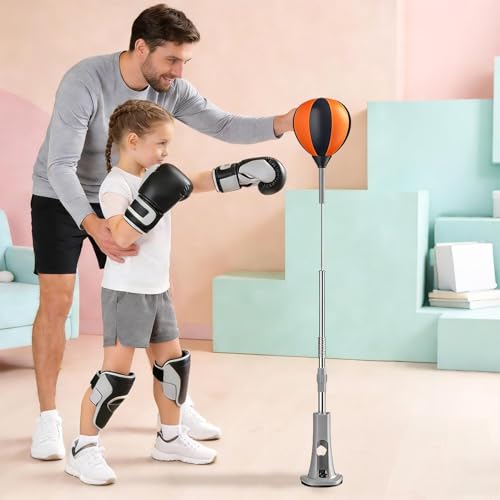 Punching Bag – Reactive Upright Boxing Target with Adjustable Suction Cup Base | Height Adjustable Training Equipment for Teen Adult Fitness Parent Child Exercise