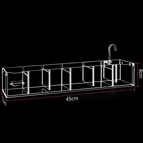 6 Grids Acrylic Fish Tank Filter Box External Aquarium Water Filter Case Transparent Acrylic Hang On Filter Box Aquarium Accessory for Restaurant Home Hotel, Without Pump (6 Grids)