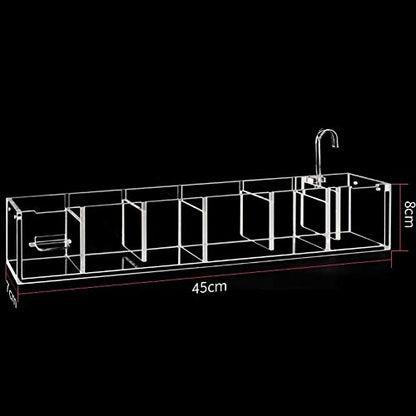 6 Grids Acrylic Fish Tank Filter Box External Aquarium Water Filter Case Transparent Acrylic Hang On Filter Box Aquarium Accessory for Restaurant Home Hotel, Without Pump (6 Grids)