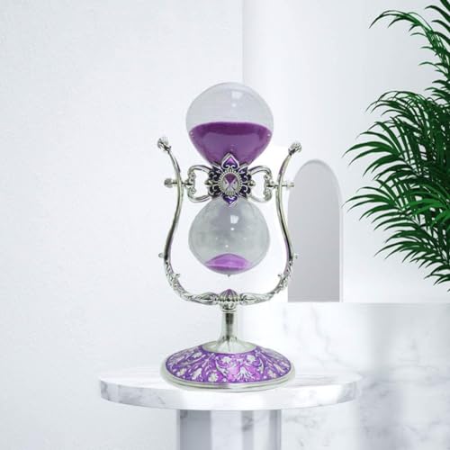 Sanduhr 15 Minuten,Metal Vintage Hourglass,Hour Glass,Hourglass Decor,for Home Decoration Office Desk Wedding Party Decor Kitchen Timer (Violetter Sand) - color: B Zisha, size: 15 Min