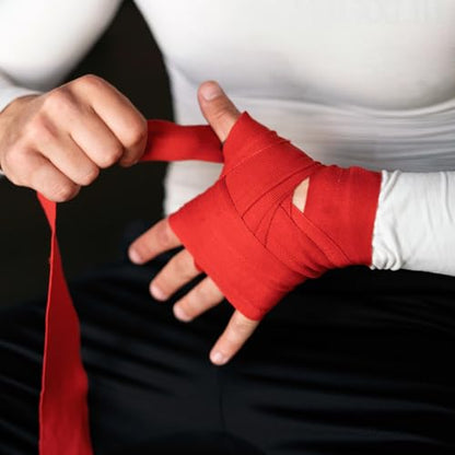 PATIKIL Boxing Hand Wrap Elastic Martial Arts Fist Bandages for Thai Kickboxing - color: White
