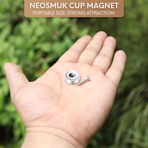 Neosmuk Magnets with Screws,22lbs+ Heavy Duty Rare Earth Neodymium Mounting Magnets with Holes, Countersunk Round Disc Industrial Magnets for Wall Mounting, 4 Pack - color: Silver, size: 22 lb