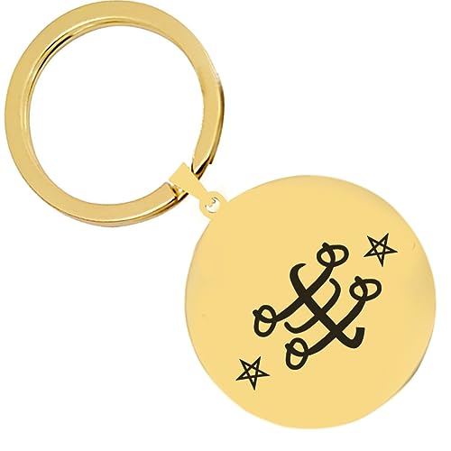 2PCS Engraved Silver Stainless Steel Keychain The Bahai Faith Keychainstone Symbol - color: 2xgold