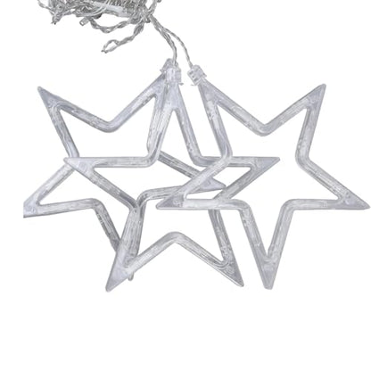 11.48ft Star Moon Curtain String Lights Waterproof 126 LED Fairy Starry String Lights for Wedding, Christmas, Party, Bedroom, Ramadan Decor Battery Operated, Warm White