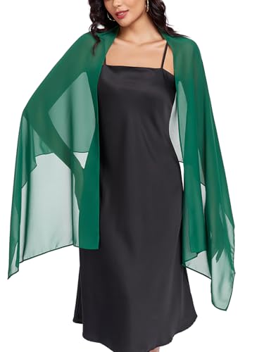 Shawls and Wraps Soft Chiffon Scarve Scarf For Evening Party Dresses Wedding Stole - color: Dark Green