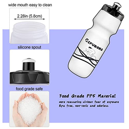 Bike Water Bottles 750ml Bicycle Mtb Road Mountain Bottle, Squeeze, Bpa Free Reusable Bike/Outdoors/Sports/Cycling/Running Water Container, 24 Ounce Volume, 2 Pack White - color: White 2 pack