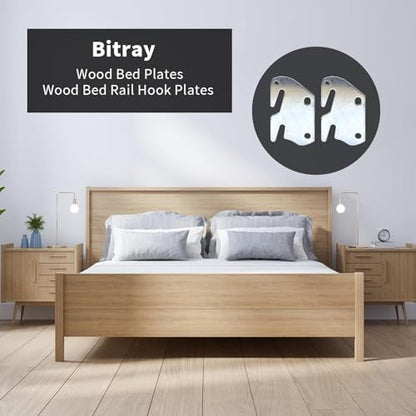 Bitray Wood Bed Plates Wood Bed Rail Hook Plates Bed Rail Brackets - 8pcs - style: 8pcs