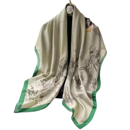 XL 43 Inch Extra Large Square Scarf Fashion Scarves Silk Feeling Hair Scarf Wrapping Scarfs Night Sleeping Headscarf - color: Ba1027