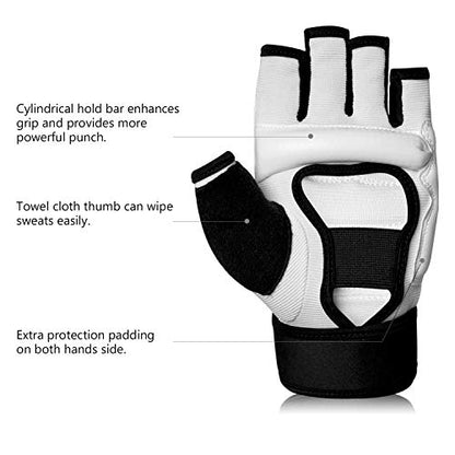 Xinluying Punch Bag Boxing Martial Arts MMA Sparring Grappling Muay Thai Taekwondo Training PU Leather Wrist Wraps Gloves - color: White, size: Large