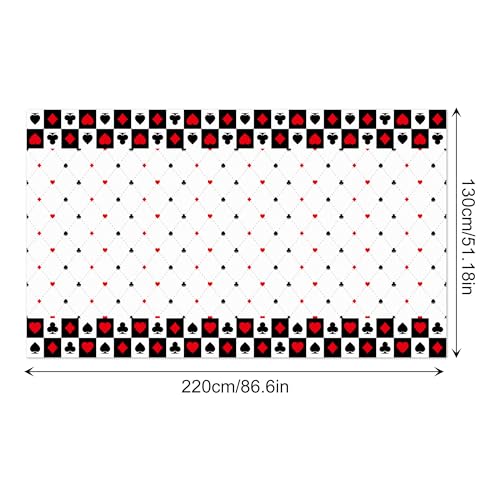 1Pc Casino Poker Card Party Plastic Tablecloth 54 x 87 Inch Long Table Cover, Las Vegas Club Bar Game Cards Wedding Baby Shower Party Holiday Dinner Picnic or Tablecloth for Kitchen Event Use - color: Casino Poker Card