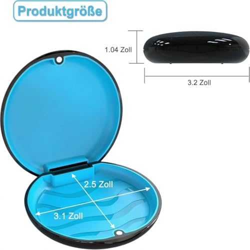 BVN Slim Retainer Case – Portable Dental Storage for Braces, Aligners & Mouth Guards | Sleek Black Protective Container for Dentures & Night Guards - size: Circular case