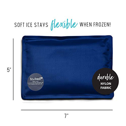 Fit & Fresh Cool Coolers 2 Pack Soft Ice for Lunch Bags, Flexible Stretch Nylon, Durable, Reusable Lunch Box Ice Packs, Soft Ice, Reusable Freezer Packs, Lunch Ice, Easy to Clean, Navy Sketch - color: Sketch Weave (2 Pack), size: Standard
