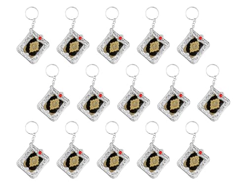 15PCS Mini Quran Keychain, Muslim Keychain, Mini Quran Book Key Chain, Islamic Hanging Key-ring, Muslim Jewelry Key Accessories, for Souvenir Gifts Bag Purse Handbag Ornament (Silver)