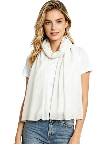 Lina & Lily Solid Shimmer Sparkle Glitters Sheer Maxi Shawl Scarf Hijab Lightweight - color: #1 White