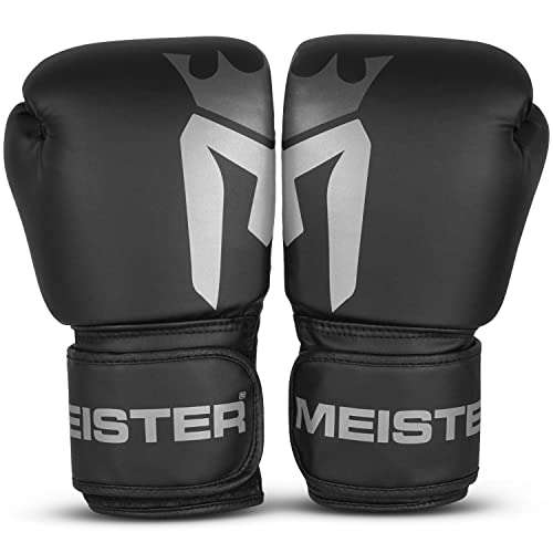 Meister [Critical] Boxing Gloves - Ergonomic High-Density Training Gloves | Pre-curved hand cage fits on day one, triple-layer impact foam, wide full-length wrist strap, matte EcoHide leather - style: 8 Ounce Gloves - Matte Black