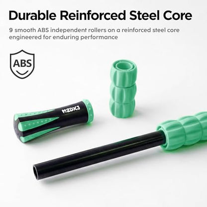 Muscle Roller & Massage Roller Stick for Athletes - Lymphatic Drainage Support, Relieves Muscle Soreness, Cramping & Tightness - Targets Legs, Arms, Back & Calves （Mint Green Wheel） - color: Mint Green