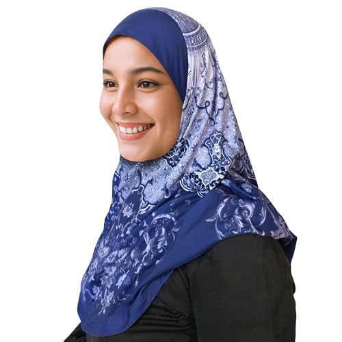 Instant Hijab for Women, Printed Jersey Slip-On Ready to Wear Hijab Scarf - color: Mg-hj-705