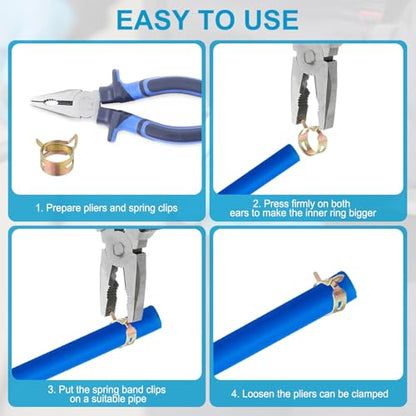 PATIKIL Spring Band Hose Pipe Clamps for 9-10.2 mm OD Hose, 50 Pack Silicone Vacuum Constant Tension Band Clips for Fuel Line Silicone Air Hose Tube Water Pipe, Gold - size: 9-10.2 mm