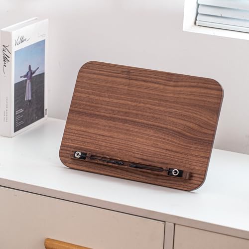 Portable Book Stand for Reading, Adjustable Wooden Laptop Stand. Foldable Desktop Stand for Cookbook, Fits All Books (Walnut, Chinoiserie Simple) - color: 호두., size: Chinoiserie Simple