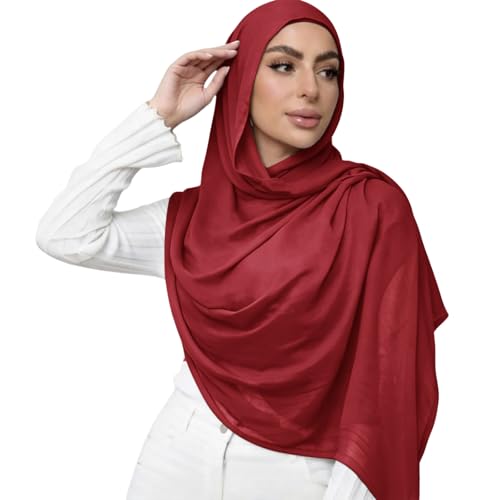 Viscose Hijab Scarf for Women Muslim Cotton Jersey Hijab Fashion Long Scarf Shawls - color: Burgundy